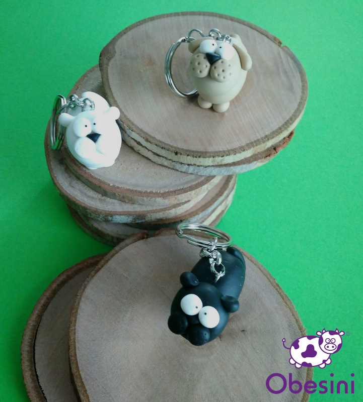 Simulazione in resina portachiavi cane campana d'argento Trinket